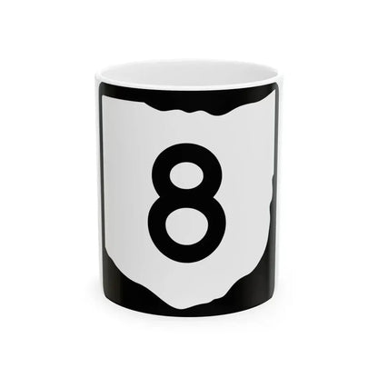 OH-8 (Ohio) (Road Sign) White Coffee Mug 11oz - Go Mug Yourself