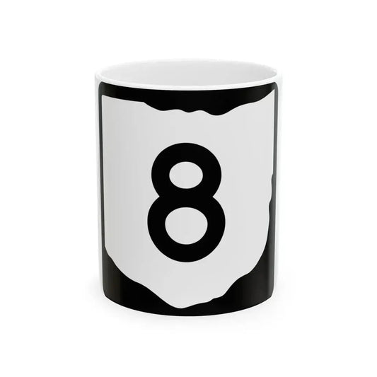OH-8 (Ohio) (Road Sign) White Coffee Mug 11oz - Go Mug Yourself