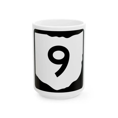 OH-9 (Ohio) (Road Sign) White Coffee Mug 15oz - Go Mug Yourself