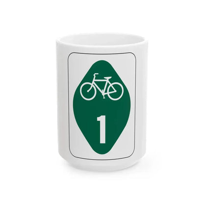 OH Bike 1 (Ohio) (Road Sign) White Coffee Mug 15oz - Go Mug Yourself