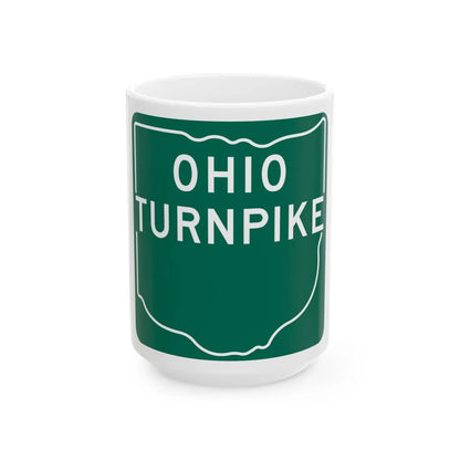 Ohio Turnpike 1960 (Ohio) (Road Sign) White Coffee Mug 15oz - Go Mug Yourself