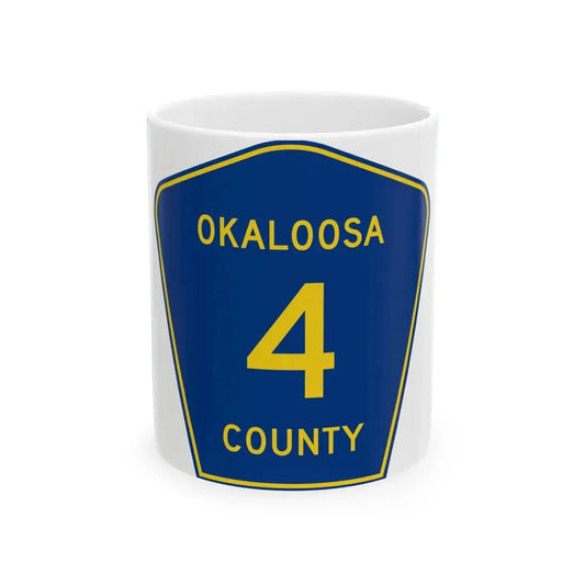 Okaloosa County 4 (Florida) (Road Sign) White Coffee Mug 11oz - Go Mug Yourself