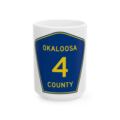 Okaloosa County 4 (Florida) (Road Sign) White Coffee Mug 15oz - Go Mug Yourself