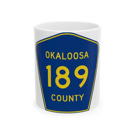 Okaloosa County Road 189 FL (Florida) (Road Sign) White Coffee Mug 11oz - Go Mug Yourself