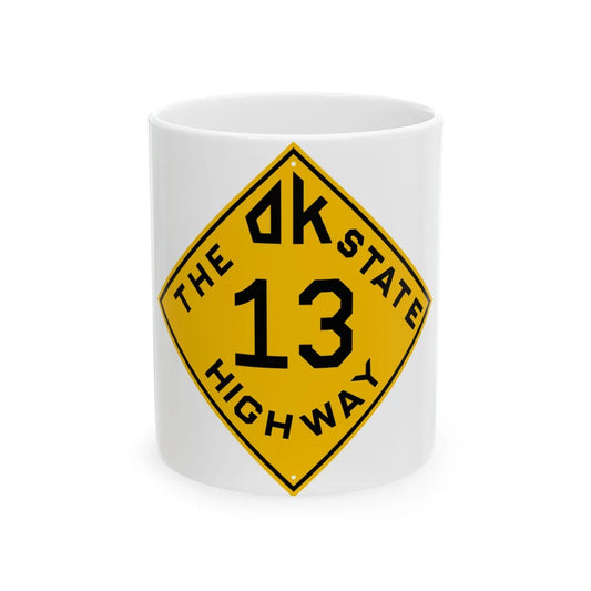 Oklahoma 13 1924 (Oklahoma) (Road Sign) White Coffee Mug 11oz - Go Mug Yourself