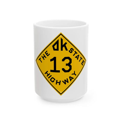 Oklahoma 13 1924 (Oklahoma) (Road Sign) White Coffee Mug 15oz - Go Mug Yourself