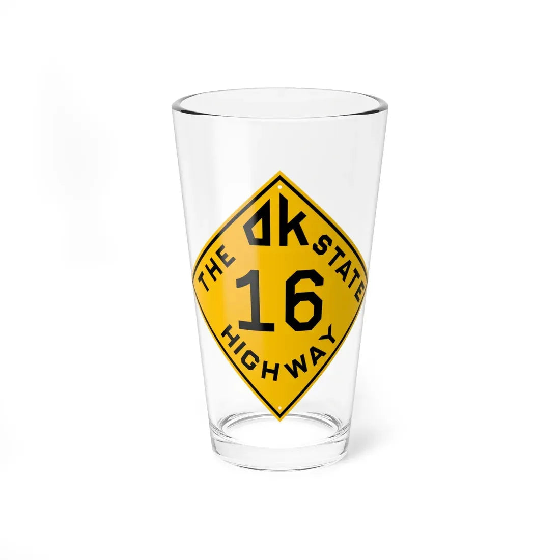Oklahoma 16 1924 (Oklahoma) (Road Sign) Pint Glass 16oz - Go Mug Yourself
