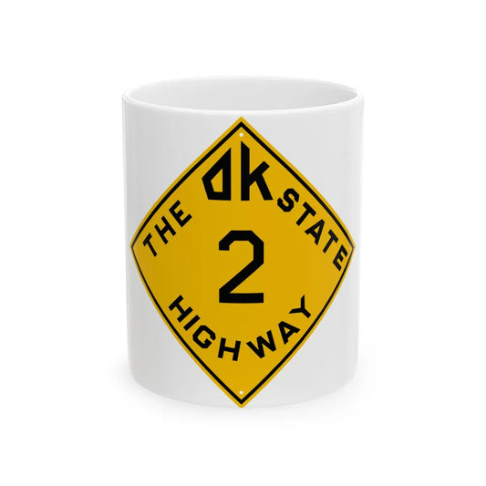 Oklahoma 2 1924 (Oklahoma) (Road Sign) White Coffee Mug 11oz - Go Mug Yourself