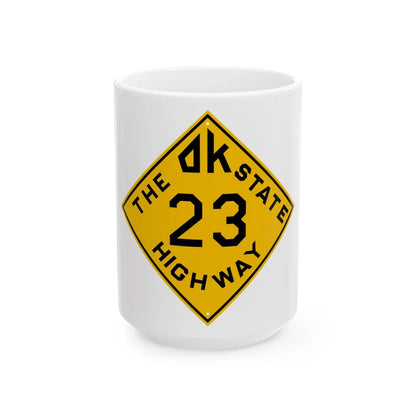 Oklahoma 23 1924 (Oklahoma) (Road Sign) White Coffee Mug 15oz - Go Mug Yourself