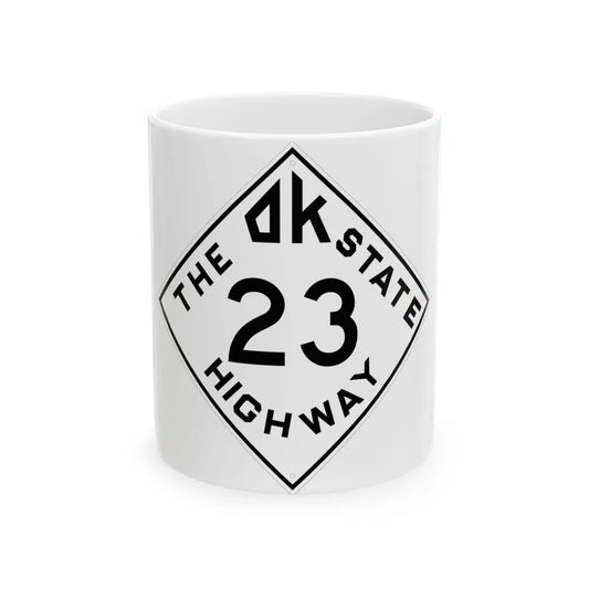 Oklahoma 23 1948 (Oklahoma) (Road Sign) White Coffee Mug 11oz - Go Mug Yourself
