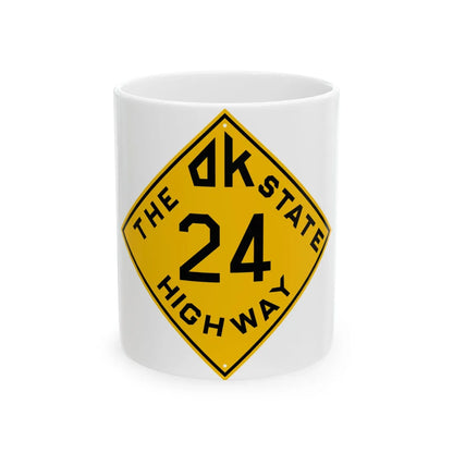 Oklahoma 24 1924 (Oklahoma) (Road Sign) White Coffee Mug 11oz - Go Mug Yourself