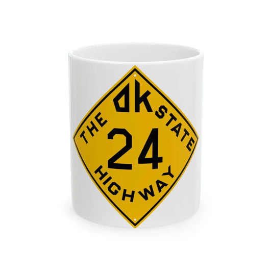 Oklahoma 24 1924 (Oklahoma) (Road Sign) White Coffee Mug 11oz - Go Mug Yourself