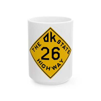 Oklahoma 26 1924 (Oklahoma) (Road Sign) White Coffee Mug 15oz - Go Mug Yourself