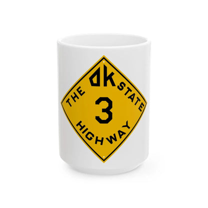 Oklahoma 3 1924 (Oklahoma) (Road Sign) White Coffee Mug 15oz - Go Mug Yourself