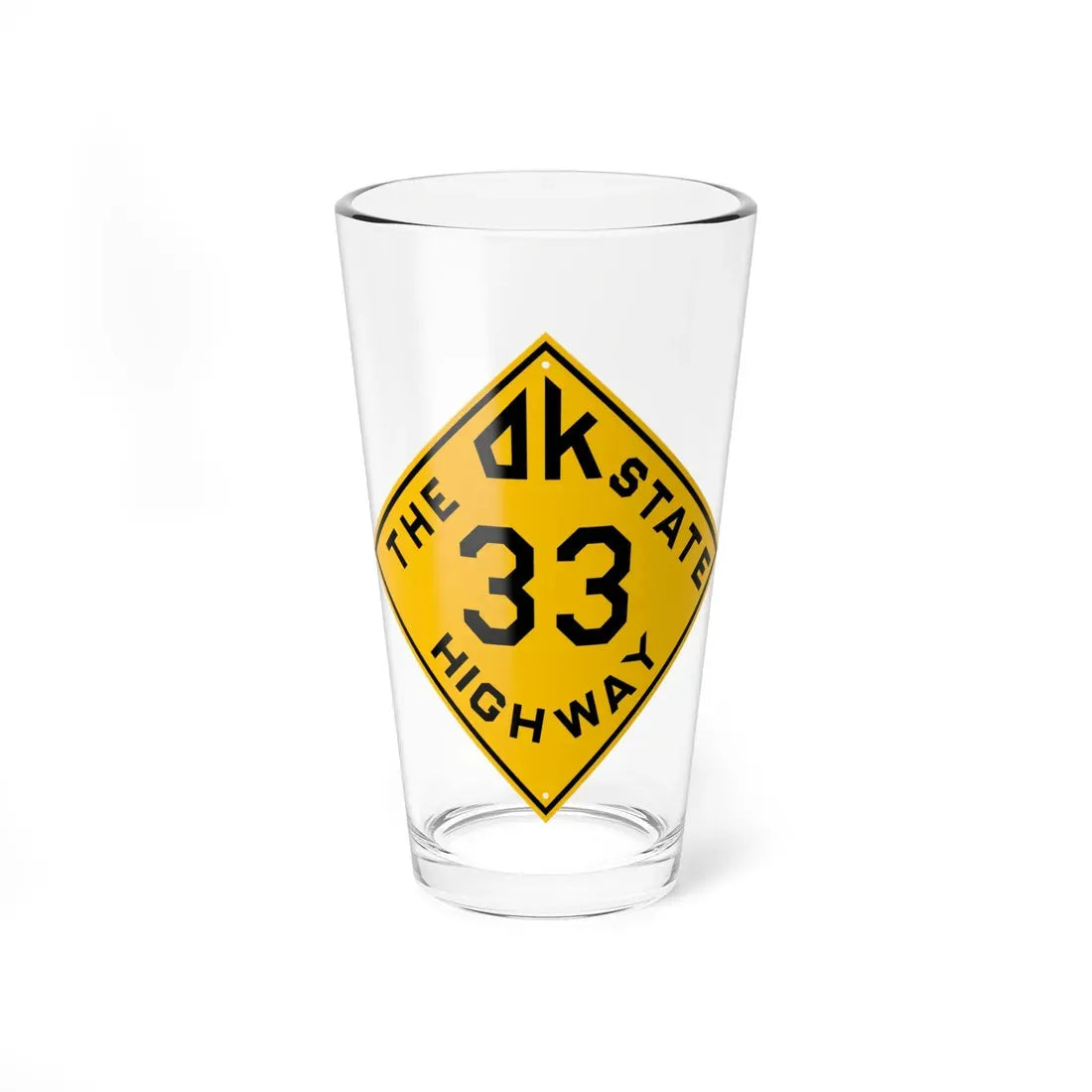 Oklahoma 33 1924 (Oklahoma) (Road Sign) Pint Glass 16oz 16oz - Go Mug Yourself