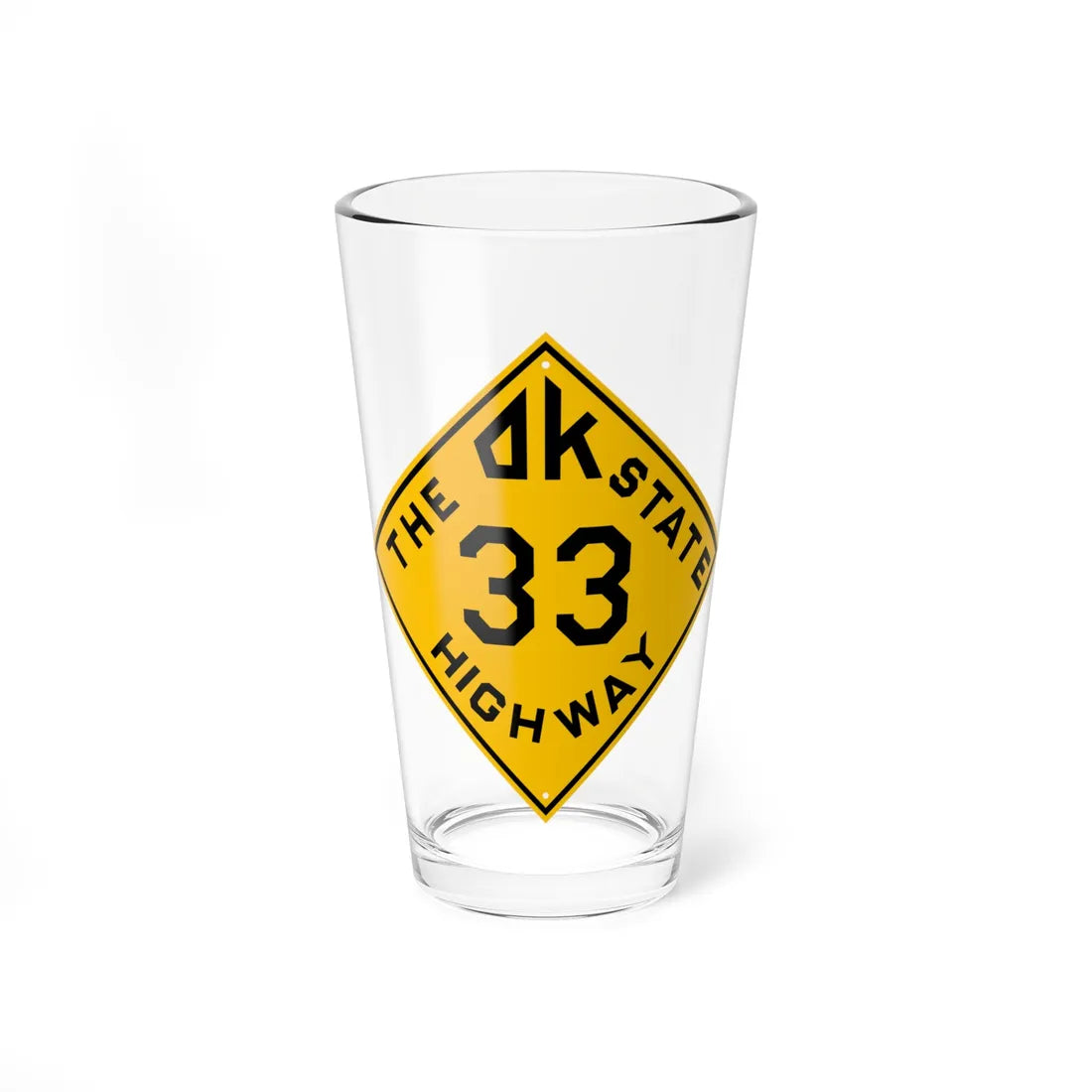 Oklahoma 33 1924 (Oklahoma) (Road Sign) Pint Glss 16oz 16oz - Go Mug Yourself