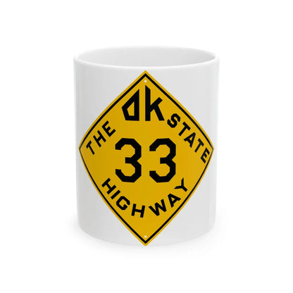 Oklahoma 33 1924 (Oklahoma) (Road Sign) White Coffee Mug 11oz - Go Mug Yourself