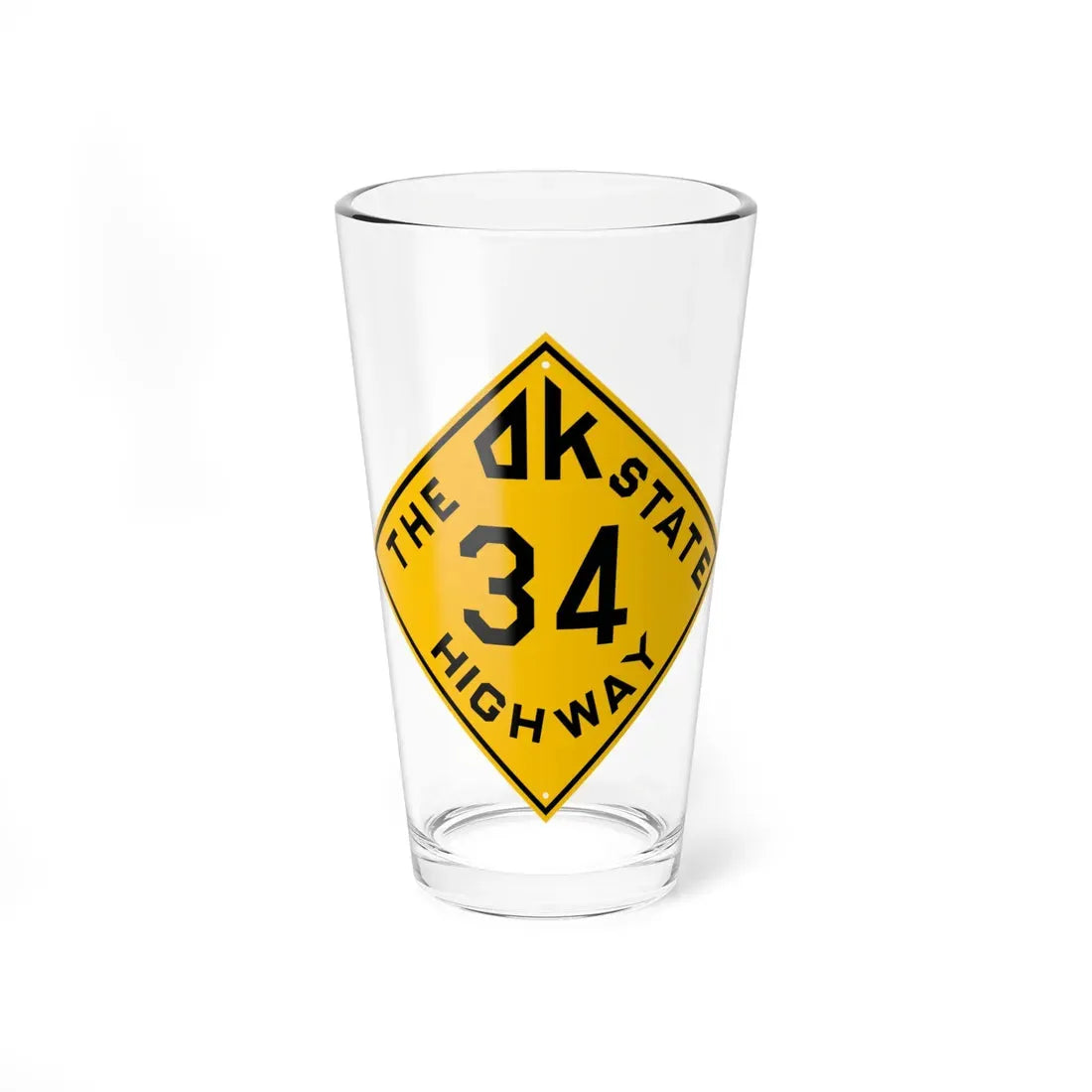 Oklahoma 34 1924 (Oklahoma) (Road Sign) Pint Glass 16oz 16oz - Go Mug Yourself