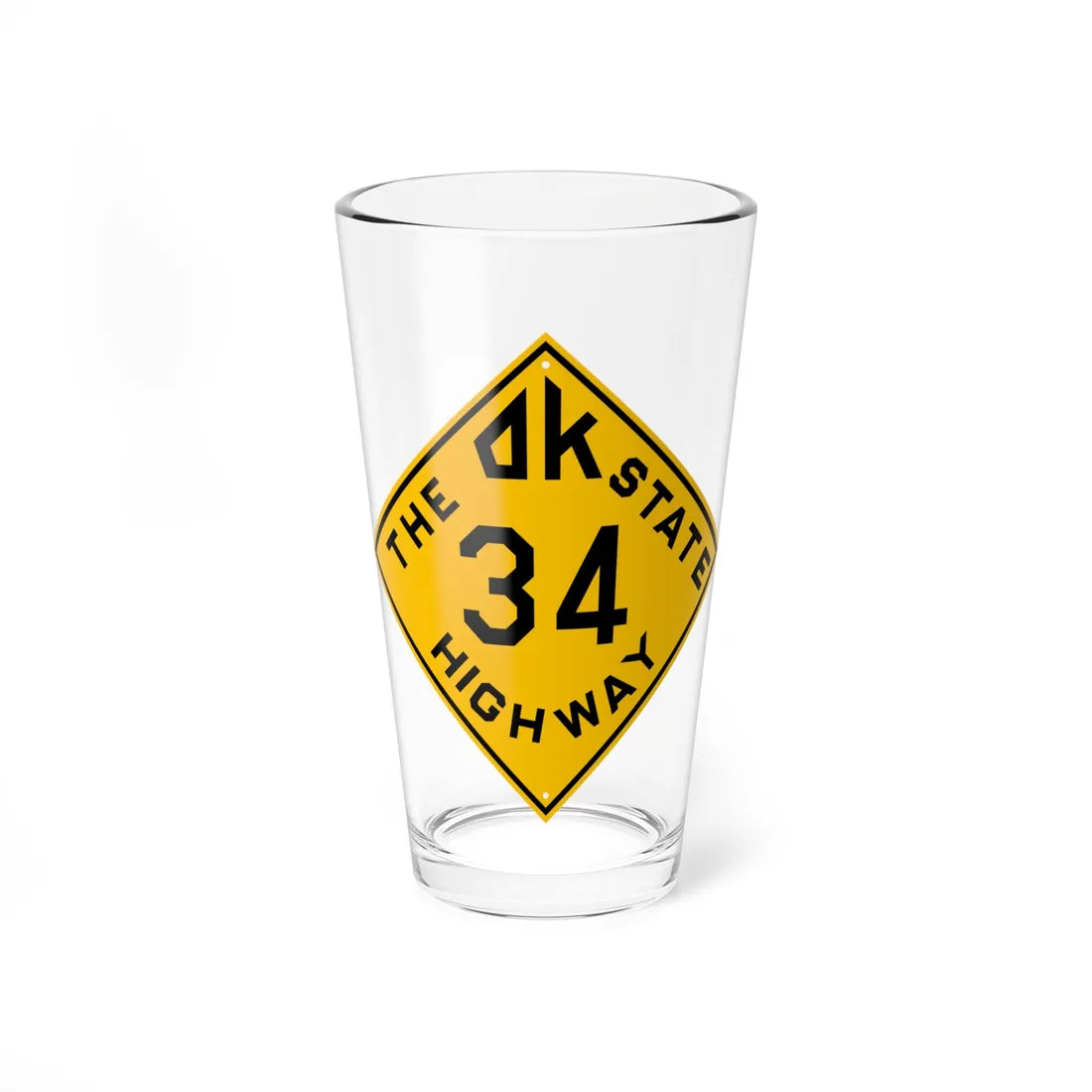 Oklahoma 34 1924 (Oklahoma) (Road Sign) Pint Glss 16oz 16oz - Go Mug Yourself