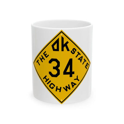 Oklahoma 34 1924 (Oklahoma) (Road Sign) White Coffee Mug 11oz - Go Mug Yourself