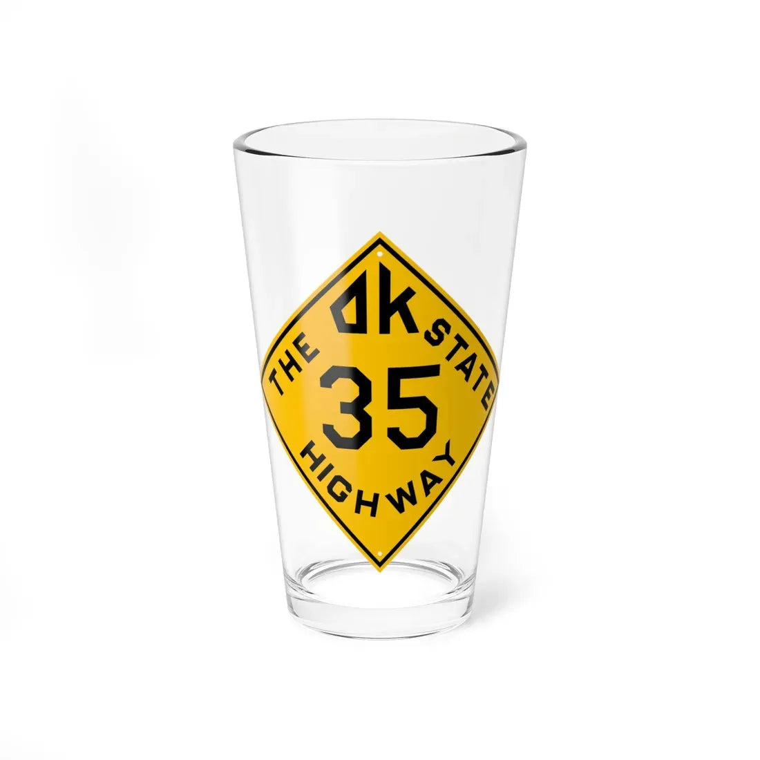 Oklahoma 35 1924 (Oklahoma) (Road Sign) Pint Glass 16oz 16oz - Go Mug Yourself