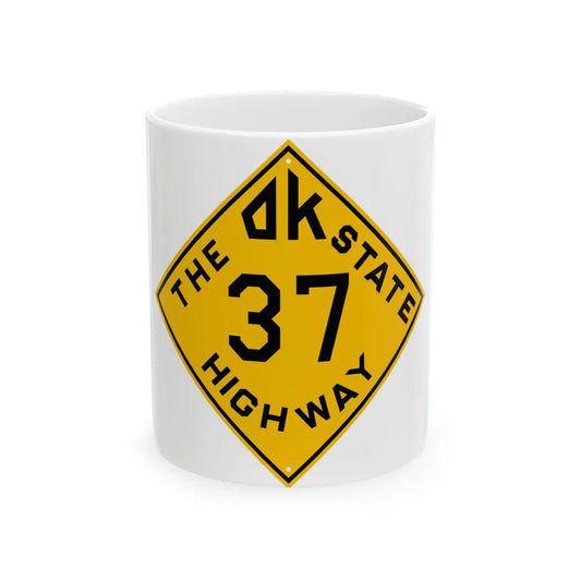 Oklahoma 37 1924 (Oklahoma) (Road Sign) White Coffee Mug 11oz - Go Mug Yourself