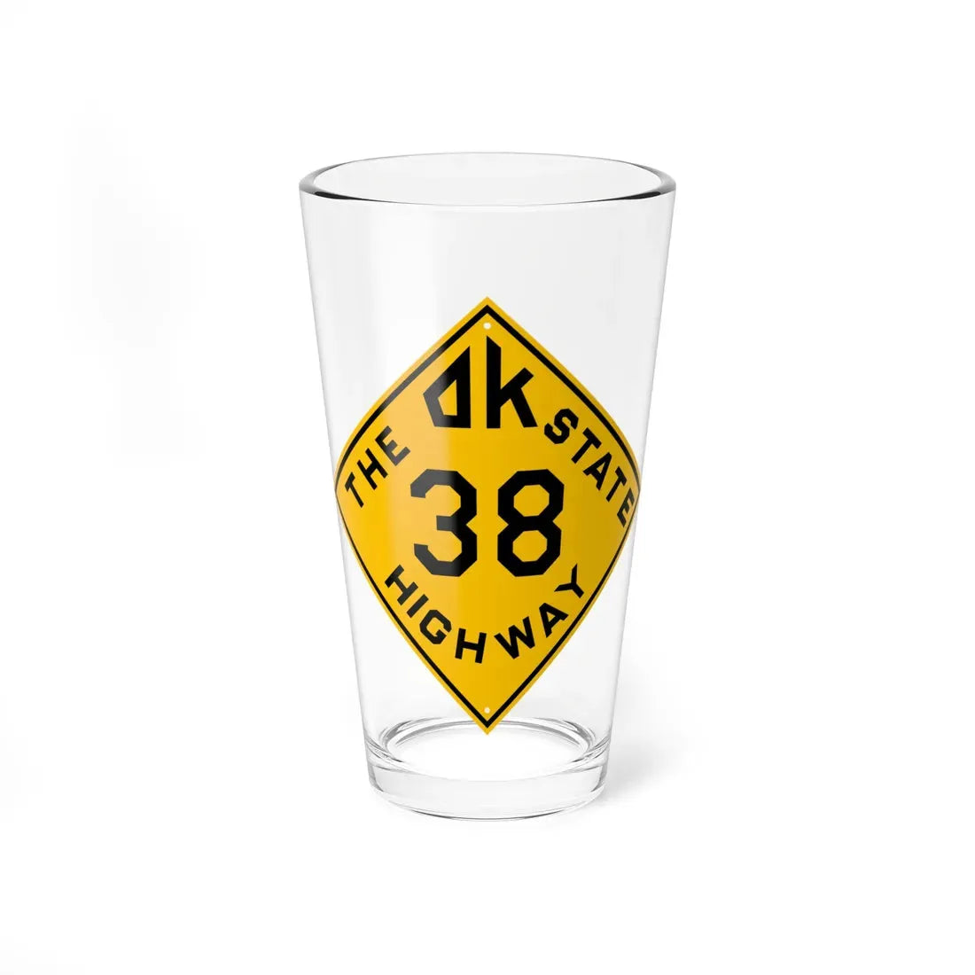 Oklahoma 38 1924 (Oklahoma) (Road Sign) Pint Glass 16oz 16oz - Go Mug Yourself