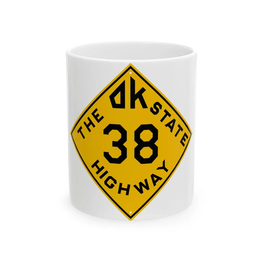 Oklahoma 38 1924 (Oklahoma) (Road Sign) White Coffee Mug 11oz - Go Mug Yourself