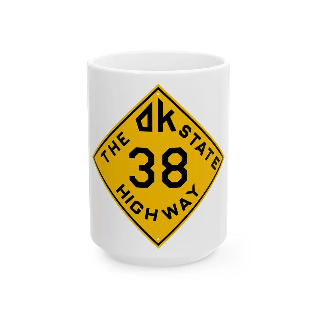 Oklahoma 38 1924 (Oklahoma) (Road Sign) White Coffee Mug 15oz - Go Mug Yourself