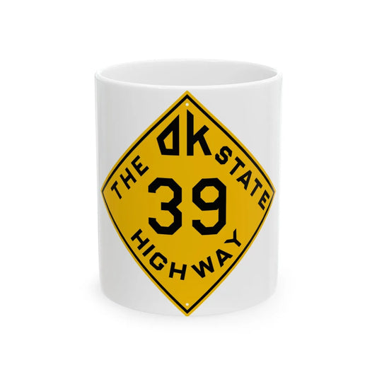 Oklahoma 39 1924 (Oklahoma) (Road Sign) White Coffee Mug 11oz - Go Mug Yourself