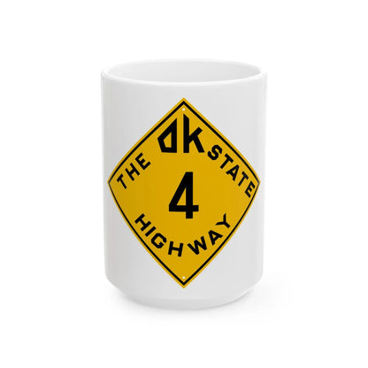 Oklahoma 4 1924 (Oklahoma) (Road Sign) White Coffee Mug 15oz - Go Mug Yourself