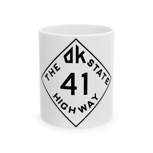 Oklahoma 41 1948 (Oklahoma) (Road Sign) White Coffee Mug 11oz - Go Mug Yourself