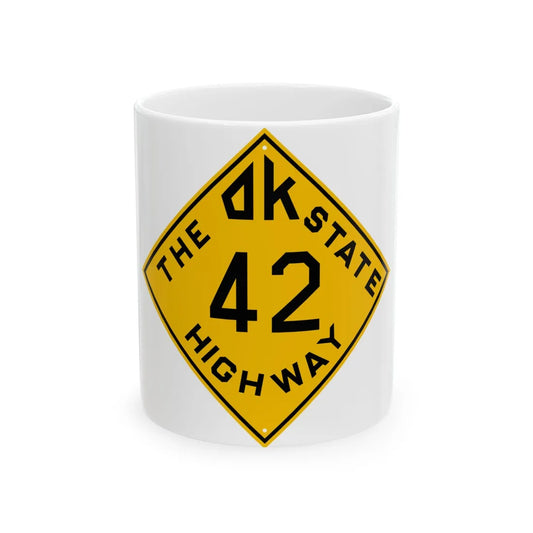 Oklahoma 42 1924 (Oklahoma) (Road Sign) White Coffee Mug 11oz - Go Mug Yourself