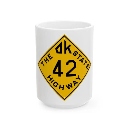 Oklahoma 42 1924 (Oklahoma) (Road Sign) White Coffee Mug 15oz - Go Mug Yourself