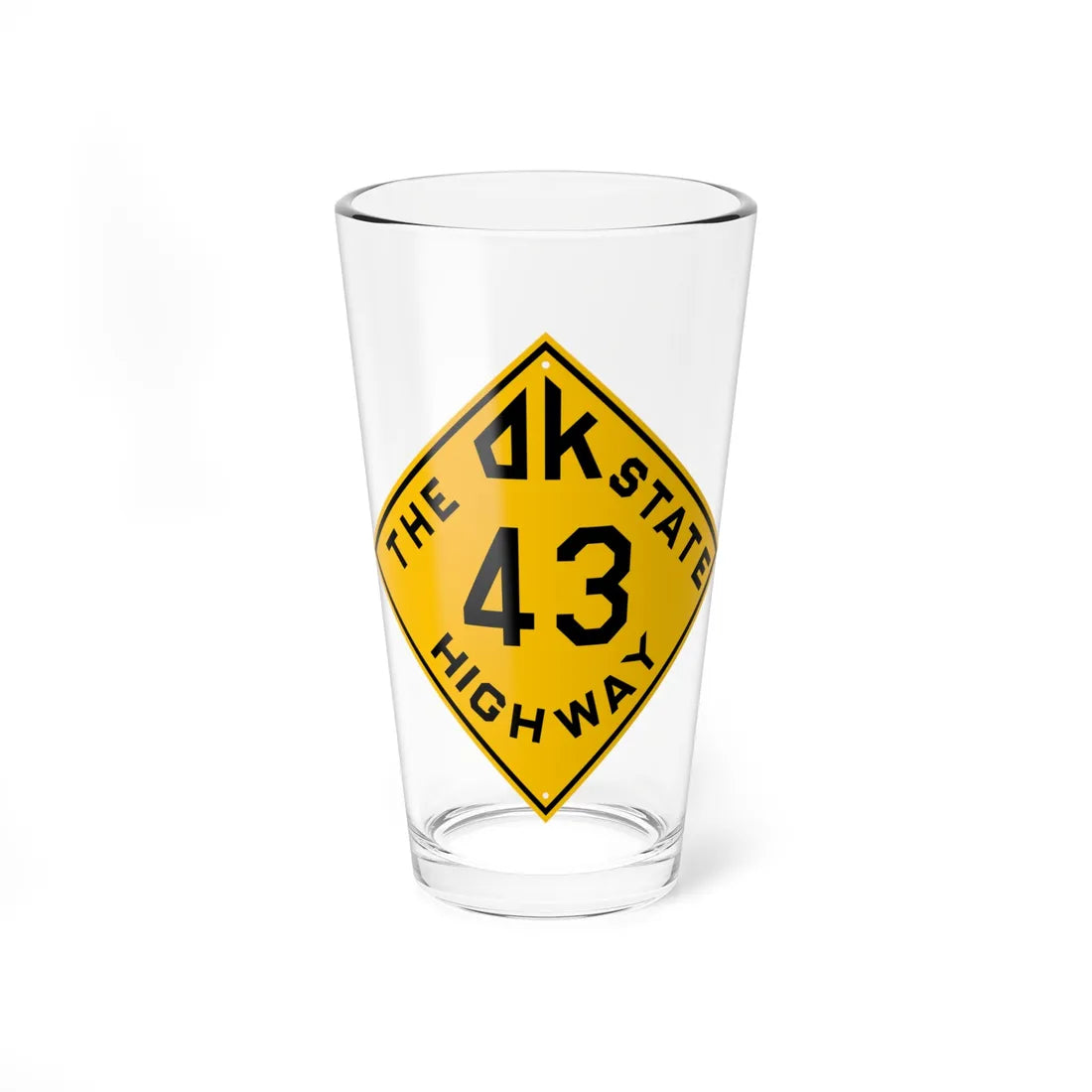 Oklahoma 43 1924 (Oklahoma) (Road Sign) Pint Glss 16oz 16oz - Go Mug Yourself