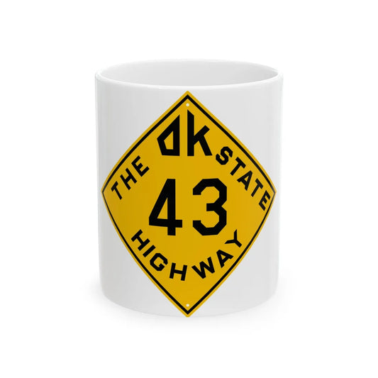 Oklahoma 43 1924 (Oklahoma) (Road Sign) White Coffee Mug 11oz - Go Mug Yourself