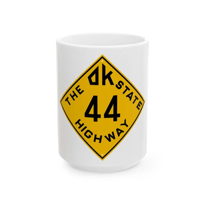 Oklahoma 44 1924 (Oklahoma) (Road Sign) White Coffee Mug 15oz - Go Mug Yourself