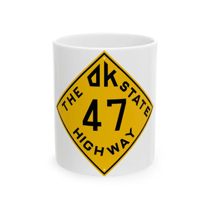 Oklahoma 47 1924 (Oklahoma) (Road Sign) White Coffee Mug 11oz - Go Mug Yourself