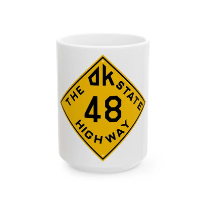 Oklahoma 48 1924 (Oklahoma) (Road Sign) White Coffee Mug 15oz - Go Mug Yourself