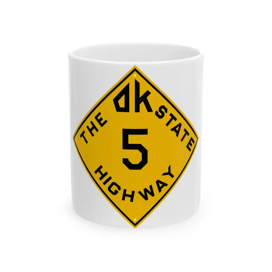 Oklahoma 5 1924 (Oklahoma) (Road Sign) White Coffee Mug 11oz - Go Mug Yourself