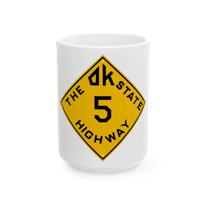 Oklahoma 5 1924 (Oklahoma) (Road Sign) White Coffee Mug 15oz - Go Mug Yourself