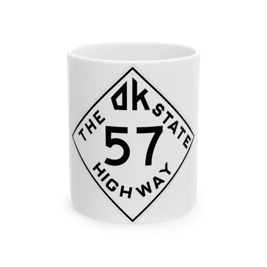 Oklahoma 57 1948 (Oklahoma) (Road Sign) White Coffee Mug 11oz - Go Mug Yourself