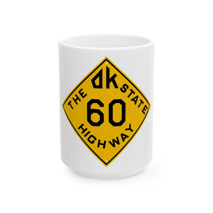 Oklahoma 60 1924 (Oklahoma) (Road Sign) White Coffee Mug 15oz - Go Mug Yourself
