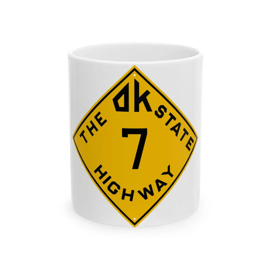 Oklahoma 7 1924 (Oklahoma) (Road Sign) White Coffee Mug 11oz - Go Mug Yourself