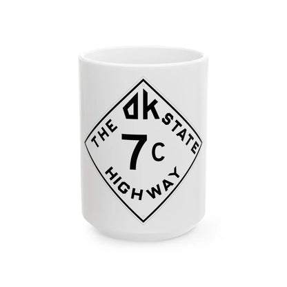 Oklahoma 7C 1948 (Oklahoma) (Road Sign) White Coffee Mug 15oz - Go Mug Yourself