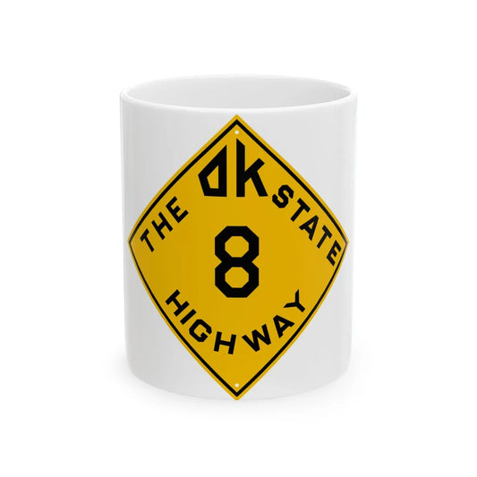 Oklahoma 8 1924 (Oklahoma) (Road Sign) White Coffee Mug 11oz - Go Mug Yourself