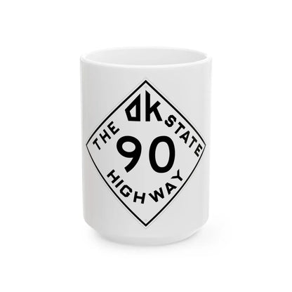 Oklahoma 90 1948 (Oklahoma) (Road Sign) White Coffee Mug 15oz - Go Mug Yourself