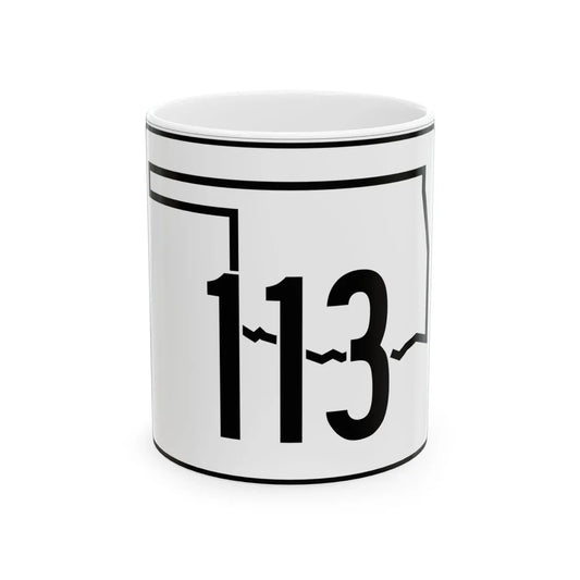 Oklahoma State Highway 113 (Oklahoma) (Road Sign) White Coffee Mug 11oz - Go Mug Yourself