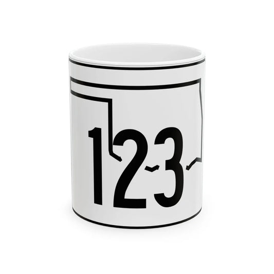 Oklahoma State Highway 123 (Oklahoma) (Road Sign) White Coffee Mug 11oz - Go Mug Yourself