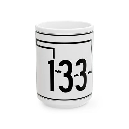 Oklahoma State Highway 133 (Oklahoma) (Road Sign) White Coffee Mug 15oz - Go Mug Yourself